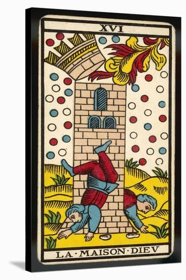 Tarot: 16 La Maison Dieu, The Tower-null-Stretched Canvas