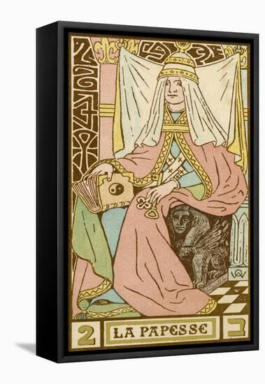 Tarot: 2 La Papesse, The Female Pope-Oswald Wirth-Framed Stretched Canvas