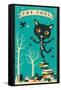 Tarot Card Cat: The Fool-Jazzberry Blue-Framed Stretched Canvas