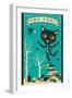 Tarot Card Cat: The Fool-Jazzberry Blue-Framed Art Print