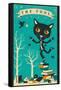 Tarot Card Cat: The Fool-Jazzberry Blue-Framed Stretched Canvas