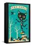 Tarot Card Cat: The Fool-Jazzberry Blue-Framed Stretched Canvas
