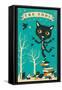 Tarot Card Cat: The Fool-Jazzberry Blue-Framed Stretched Canvas