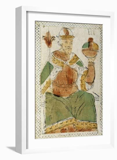 Tarot Card Depicting Hierophant, 16th Century, Italy-null-Framed Giclee Print