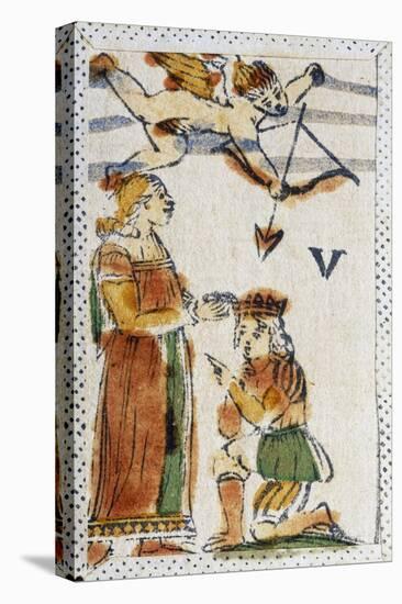 Tarot Card Depicting Lovers, 16th Century, Italy-null-Stretched Canvas