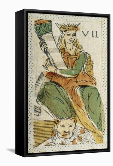 Tarot Card Depicting Strength, 16th Century, Italy-null-Framed Stretched Canvas