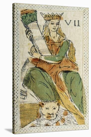 Tarot Card Depicting Strength, 16th Century, Italy-null-Stretched Canvas