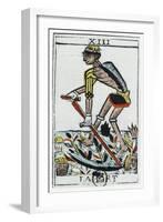 Tarot Card of Death, the Grim Reaper, Noblet Tarot, 17th Century-null-Framed Giclee Print