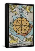 Tarot Card With a Central Wheel in the Clouds-Arthur Edward Waite-Framed Stretched Canvas