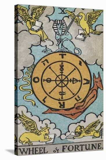 Tarot Card With a Central Wheel in the Clouds-Arthur Edward Waite-Stretched Canvas