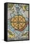 Tarot Card With a Central Wheel in the Clouds-Arthur Edward Waite-Framed Stretched Canvas