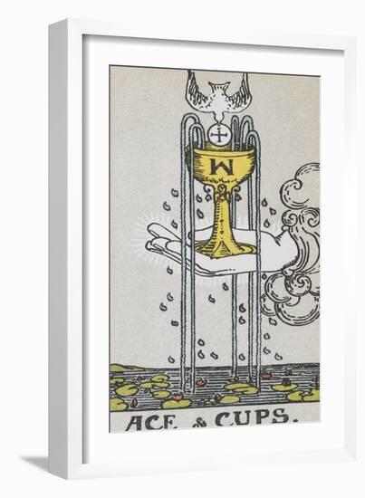 Tarot Card With a Hand Holding a Gold Cup Over a Pond. a White Bird Flies Into the Cup-Arthur Edward Waite-Framed Giclee Print