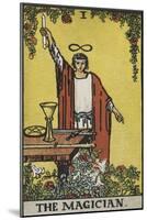 Tarot Card With a Magician Holding an Object Wearing a Red Robe, Before a Table With a Sword-Arthur Edward Waite-Mounted Giclee Print