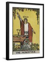 Tarot Card With a Magician Holding an Object Wearing a Red Robe, Before a Table With a Sword-Arthur Edward Waite-Framed Giclee Print