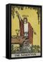 Tarot Card With a Magician Holding an Object Wearing a Red Robe, Before a Table With a Sword-Arthur Edward Waite-Framed Stretched Canvas