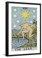 Tarot Card With a Nude Woman by a Lake With Vessels Of Water. Stars Shine Overhead-Arthur Edward Waite-Framed Giclee Print