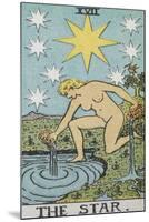 Tarot Card With a Nude Woman by a Lake With Vessels Of Water. Stars Shine Overhead-Arthur Edward Waite-Mounted Giclee Print