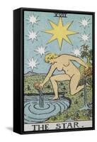 Tarot Card With a Nude Woman by a Lake With Vessels Of Water. Stars Shine Overhead-Arthur Edward Waite-Framed Stretched Canvas