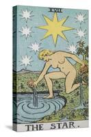 Tarot Card With a Nude Woman by a Lake With Vessels Of Water. Stars Shine Overhead-Arthur Edward Waite-Stretched Canvas