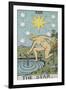 Tarot Card With a Nude Woman by a Lake With Vessels Of Water. Stars Shine Overhead-Arthur Edward Waite-Framed Giclee Print