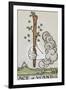 Tarot Card With a White Hand Holding a Large Wand With a Cloud Of Smoke-Arthur Edward Waite-Framed Giclee Print