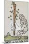 Tarot Card With a White Hand Holding a Large Wand With a Cloud Of Smoke-Arthur Edward Waite-Mounted Giclee Print