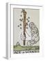 Tarot Card With a White Hand Holding a Large Wand With a Cloud Of Smoke-Arthur Edward Waite-Framed Giclee Print