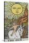 Tarot Card With a Young Child Riding a White Horse With Large Sunflowers and Sun Behind-Arthur Edward Waite-Stretched Canvas