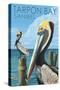 Tarpon Bay, Florida - Brown Pelicans Original Poster-Lantern Press-Stretched Canvas