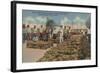 Tarpon Springs, FL - Scene of Sponge Exchange-Lantern Press-Framed Art Print