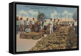 Tarpon Springs, FL - Scene of Sponge Exchange-Lantern Press-Framed Stretched Canvas