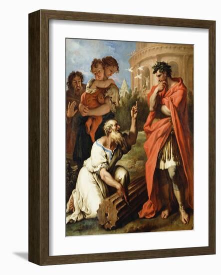 Tarquin the Elder Consulting Attius Navius, C.1690-Sebastiano Ricci-Framed Giclee Print