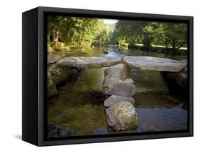 Tarr Steps a Prehistoric Clapper Bridge across the River Barle in Exmoor National Park, England-Mark Hannaford-Framed Stretched Canvas