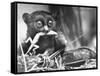 Tarsiers an Animal Native to Indonesia and Philippines Eating a Lizard Alive-Sam Shere-Framed Stretched Canvas