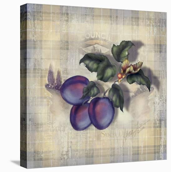 Tartan Fruit-Plum-Alma Lee-Stretched Canvas