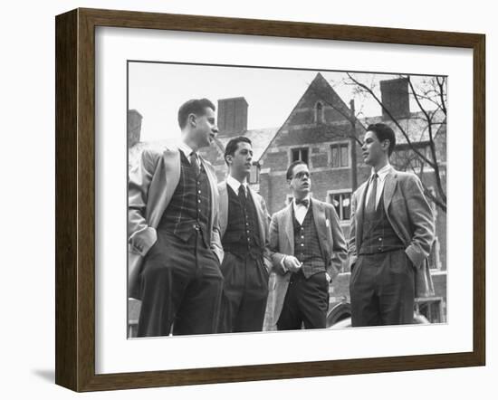 Tartan Vests Worn with Sports Jackets are Favored by These Yale Undergraduates-null-Framed Photographic Print
