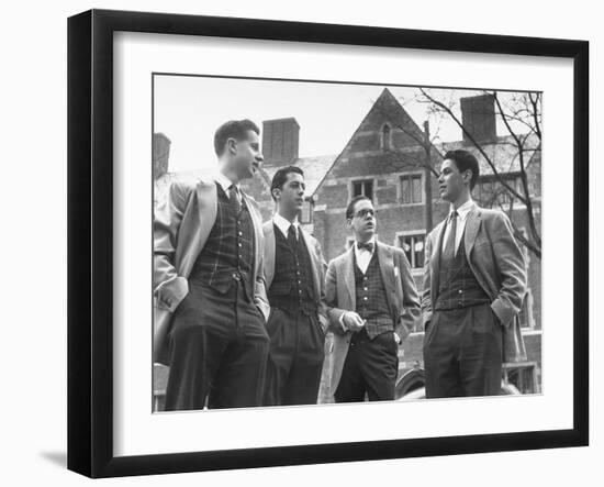 Tartan Vests Worn with Sports Jackets are Favored by These Yale Undergraduates-null-Framed Photographic Print