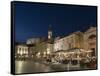 Tartini square at dusk, Piran, Slovenia, Europe-Sergio Pitamitz-Framed Stretched Canvas