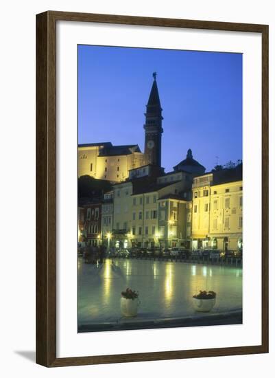 Tartinijev Square in Piran at Night-Jon Hicks-Framed Photographic Print