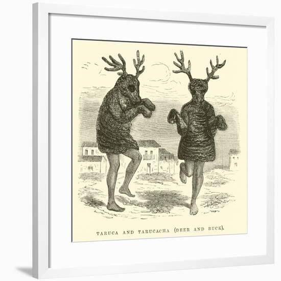 Taruca and Tarucacha, Deer and Buck-Édouard Riou-Framed Giclee Print