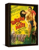 TARZAN AND HIS MATE, from left: Maureen O'Sullivan, Johnny Weissmuller, 1934.-null-Framed Art Print