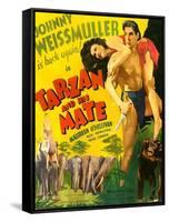 TARZAN AND HIS MATE, from left: Maureen O'Sullivan, Johnny Weissmuller, 1934.-null-Framed Stretched Canvas