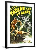 Tarzan and His Mate, Johnny Weissmuller, Maureen O'Sullivan, 1934-null-Framed Art Print