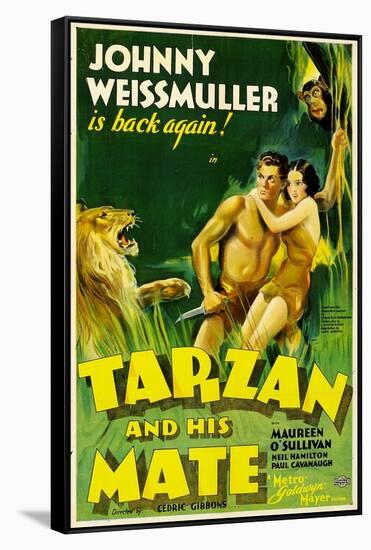 TARZAN AND HIS MATE, Johnny Weissmuller, Maureen O'Sullivan, 1934-null-Framed Stretched Canvas