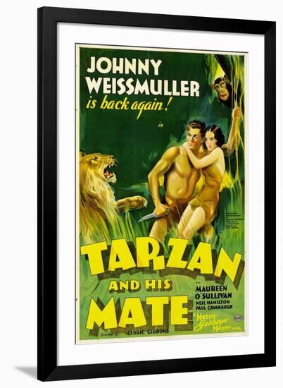 TARZAN AND HIS MATE, Johnny Weissmuller, Maureen O'Sullivan, 1934-null-Framed Art Print