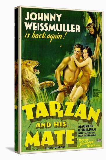 TARZAN AND HIS MATE, Johnny Weissmuller, Maureen O'Sullivan, 1934-null-Stretched Canvas