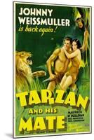 TARZAN AND HIS MATE, Johnny Weissmuller, Maureen O'Sullivan, 1934-null-Mounted Art Print