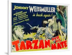 Tarzan and His Mate, Maureen O'Sullivan, Johnny Weissmuller, 1934-null-Framed Art Print