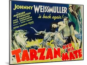 Tarzan and His Mate, Maureen O'Sullivan, Johnny Weissmuller, 1934-null-Mounted Art Print