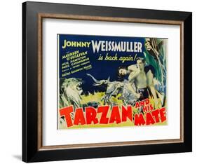 Tarzan and His Mate, Maureen O'Sullivan, Johnny Weissmuller, 1934-null-Framed Art Print